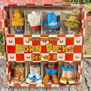 Boston Warehouse NWT Corn Picks Set of 8 Novelty BBQ FOLK Appetizer Spears